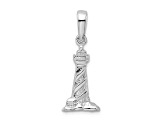 Rhodium Over Sterling Silver Polished 3D Cape Hatteras Lighthouse Pendant