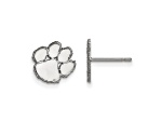 Rhodium Over Sterling Silver  LogoArt Clemson University Extra Small Post Earrings