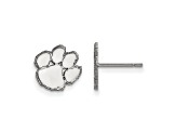 Rhodium Over Sterling Silver  LogoArt Clemson University Extra Small Post Earrings