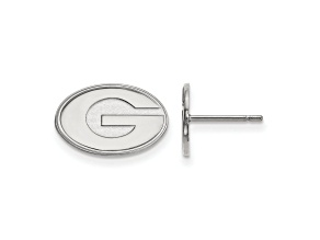 Rhodium Over Sterling Silver  LogoArt University of Georgia Extra Small Post Earrings