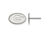 Rhodium Over Sterling Silver  LogoArt University of Georgia Extra Small Post Earrings