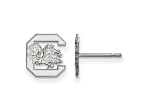 Rhodium Over Sterling Silver  LogoArt University of South Carolina Extra Small Post Earrings