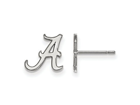 Rhodium Over Sterling Silver  LogoArt University of Alabama Extra Small Post Earrings