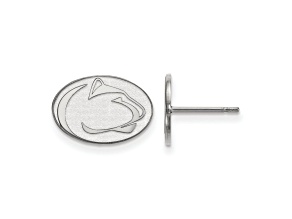 Rhodium Over Sterling Silver  LogoArt Penn State University Extra Small Post Earrings