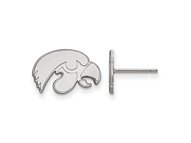 Rhodium Over Sterling Silver  LogoArt University of Iowa Extra Small Post Earrings