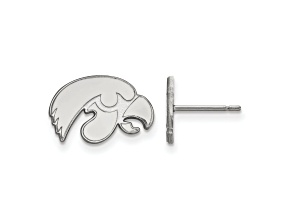 Rhodium Over Sterling Silver  LogoArt University of Iowa Extra Small Post Earrings