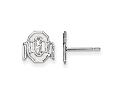 Rhodium Over Sterling Silver  LogoArt Ohio State University Extra Small Post Earrings