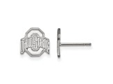 Rhodium Over Sterling Silver LogoArt Ohio State University Extra Small Post Earrings