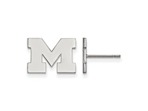 Rhodium Over Sterling Silver  LogoArt University of Michigan Extra Small Post Earrings