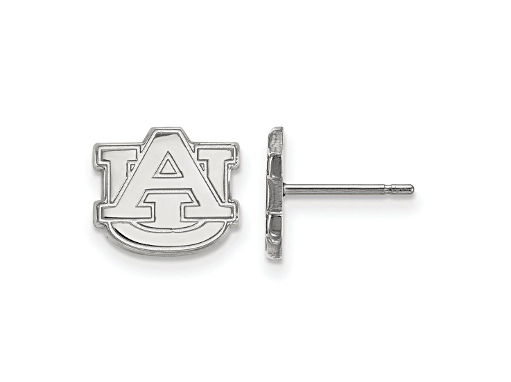 Rhodium Over Sterling Silver  LogoArt Auburn University Extra Small Post Earrings