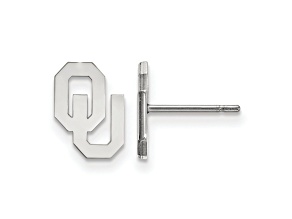 Rhodium Over Sterling Silver  LogoArt University of Oklahoma Extra Small Post Earrings