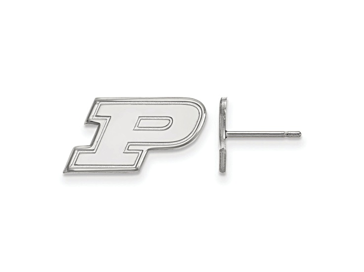 Rhodium Over Sterling Silver  LogoArt Purdue University Extra Small Post Earrings