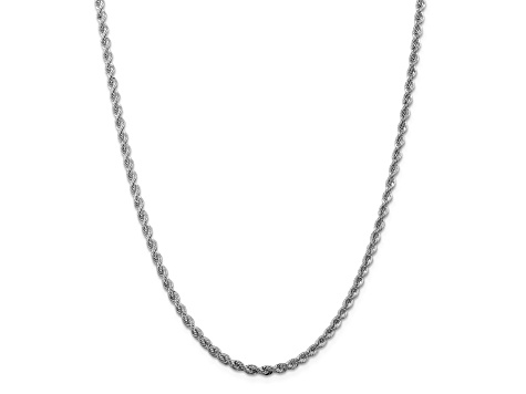 Rhodium Over Sterling Silver 3mm Solid Rope Chain - 18HNHA | JTV.com