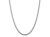 Rhodium Over Sterling Silver 3mm Solid Rope Chain