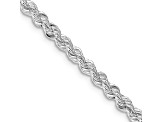 Rhodium Over Sterling Silver 3mm Solid Rope Chain