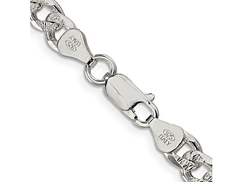 Sterling Silver 7mm Pavé Curb Chain Bracelet