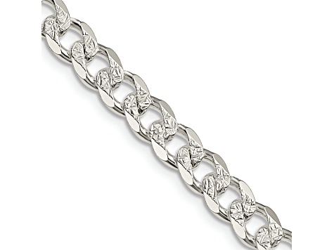 Sterling Silver 7mm Pavé Curb Chain Bracelet