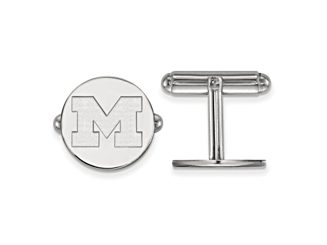 Rhodium Over Sterling Silver LogoArt University of Michigan Cuff Links