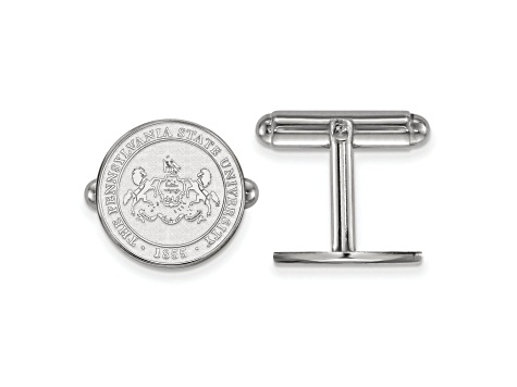 Rhodium Over Sterling Silver LogoArt Penn State University Crest Cuff Links