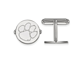 Rhodium Over Sterling Silver LogoArt Clemson University Cuff Links