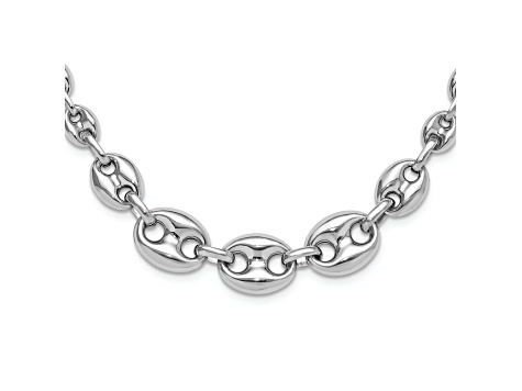 Marine Pave Link Necklace 16-18 in Silver main image 1