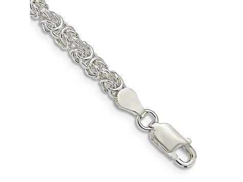 Sterling Silver 3.75mm Rounded Byzantine Chain Bracelet