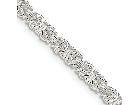Sterling Silver 3.75mm Rounded Byzantine Chain Bracelet