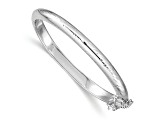 Rhodium Over Sterling Silver Polished and Diamond-cut 4mm with Safety Hinged Children's Bangle