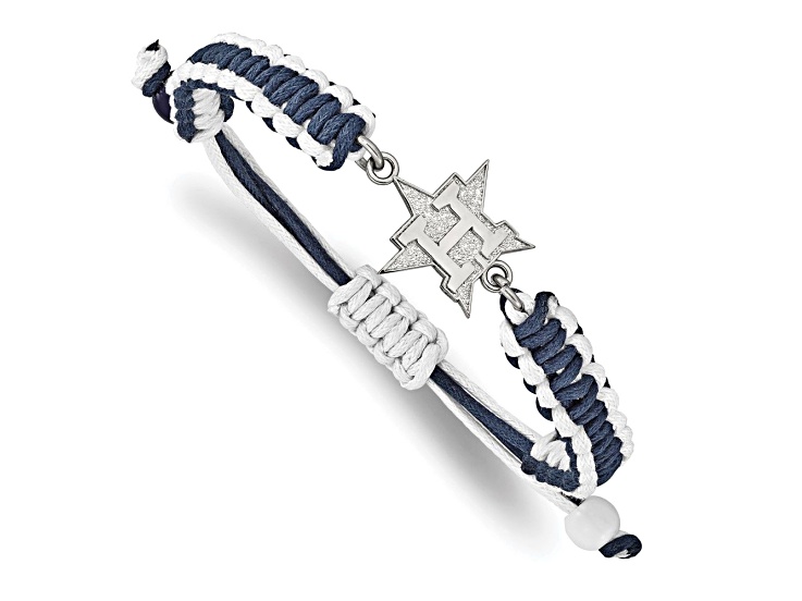 Stainless Steel MLB LogoArt Houston Astros Adjustable Cord Bracelet