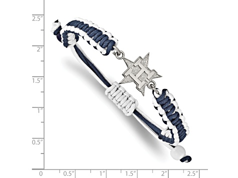 Stainless Steel MLB LogoArt Houston Astros Adjustable Cord Bracelet