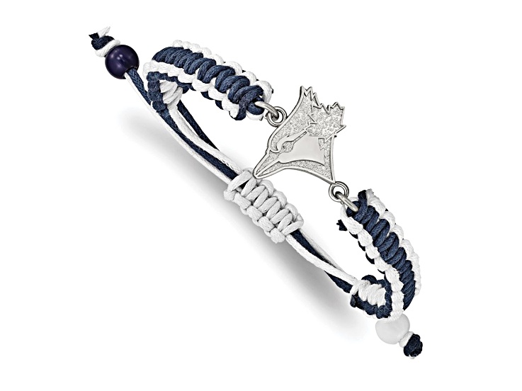 Stainless Steel MLB LogoArt Toronto Blue Jays Adjustable Cord Bracelet