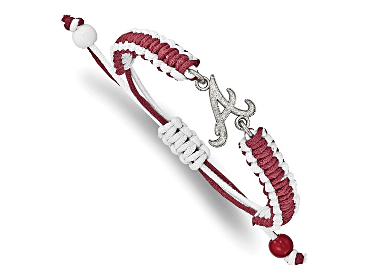 Stainless Steel MLB LogoArt Atlanta Braves Adjustable Cord Bracelet