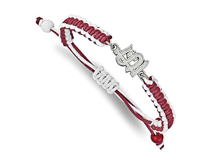 Stainless Steel MLB LogoArt St. Louis Cardinals Adjustable Cord Bracelet