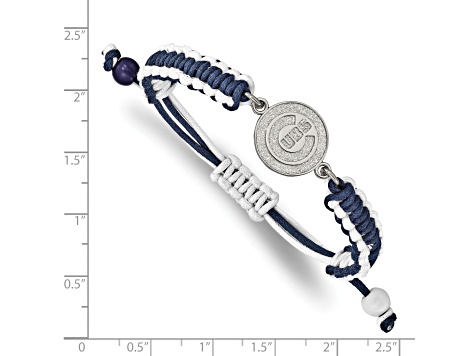 Stainless Steel MLB LogoArt Chicago Cubs Adjustable Cord Bracelet