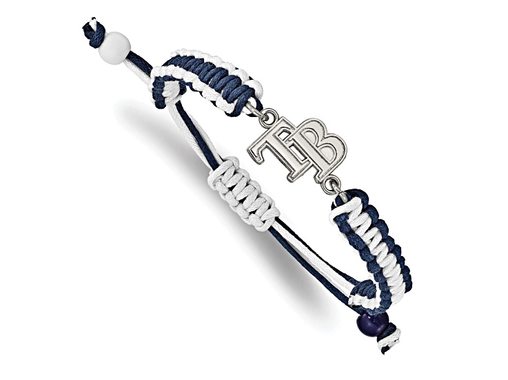 Stainless Steel MLB LogoArt Tampa Bay Rays Adjustable Cord Bracelet