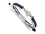 Stainless Steel MLB LogoArt Los Angeles Dodgers Adjust. Cord Bracelet