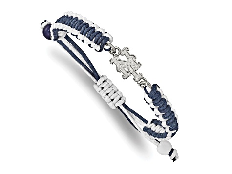 Stainless Steel MLB LogoArt New York Mets N-Y Adjustable Cord Bracelet
