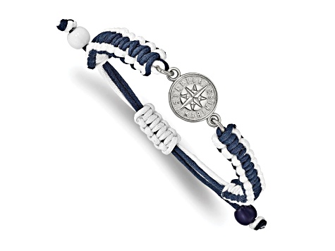 Stainless Steel MLB LogoArt Seattle Mariners Adjustable Cord Bracelet