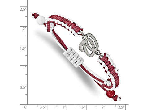 Stainless Steel MLB LogoArt Washington Nationals Adjustable Cord Bracelet