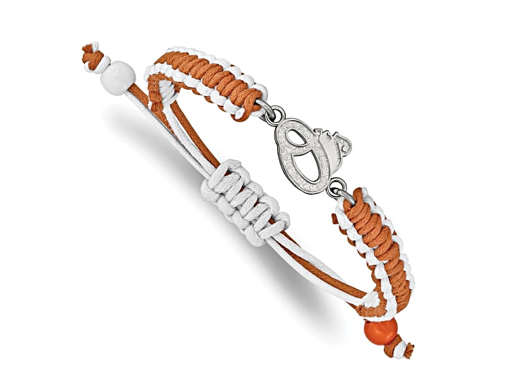 Stainless Steel MLB LogoArt Baltimore Orioles Adjustable Cord Bracelet