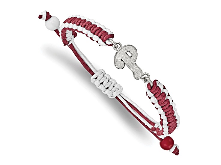 Stainless Steel MLB LogoArt Philadelphia Phillies Adjustable Cord Bracelet