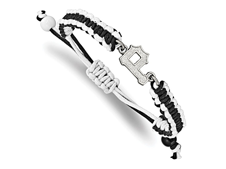 Stainless Steel MLB LogoArt Pittsburgh Pirates Adjustable Cord Bracelet