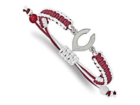 Stainless Steel MLB LogoArt Cincinnati Reds Adjustable Cord Bracelet