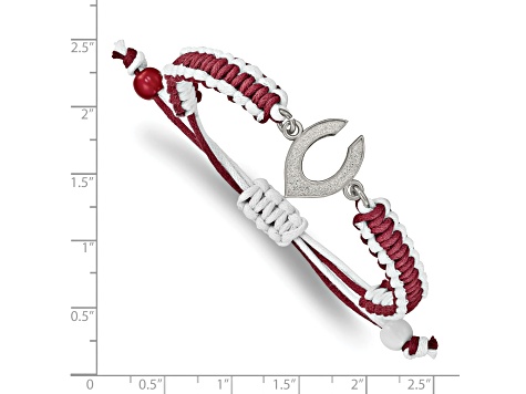 Stainless Steel MLB LogoArt Cincinnati Reds Adjustable Cord Bracelet