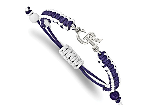 Stainless Steel MLB LogoArt Colorado Rockies Adjustable Cord Bracelet