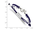 Stainless Steel MLB LogoArt Colorado Rockies Adjustable Cord Bracelet