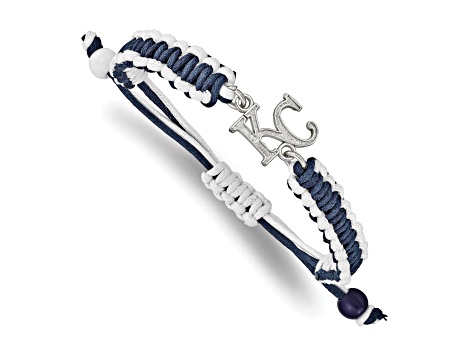 Stainless Steel MLB LogoArt Kansas City Royals Adjustable Cord Bracelet