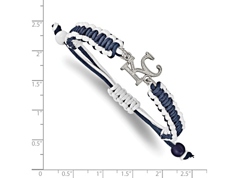Stainless Steel MLB LogoArt Kansas City Royals Adjustable Cord Bracelet
