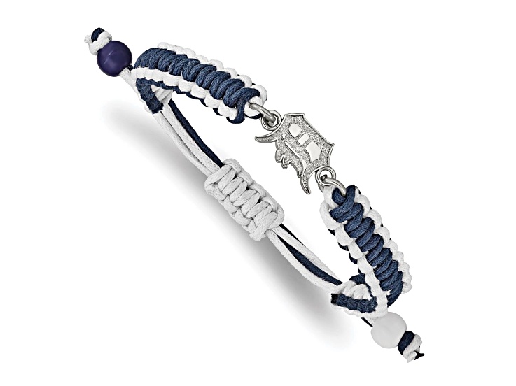 Stainless Steel MLB LogoArt Detroit Tigers Adjustable Cord Bracelet