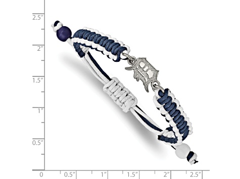 Stainless Steel MLB LogoArt Detroit Tigers Adjustable Cord Bracelet